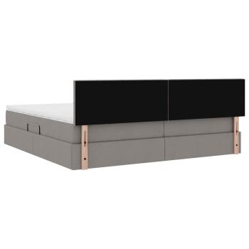 Aufbewahrungsbett mit Matratze Taupe 200 x 200 cm Holzwerkstoff