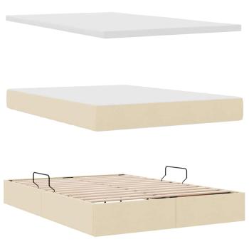 Aufbewahrungsbett mit Matratze Creme 140 x 200 cm Samt