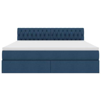 Aufbewahrungsbett mit Matratze Blau 160 x 200 cm Holzwerkstoff