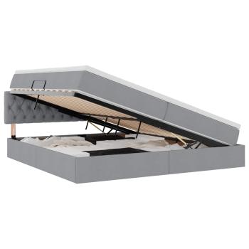 Aufbewahrungsbett mit Matratze Hellgrau 200 x 200 cm