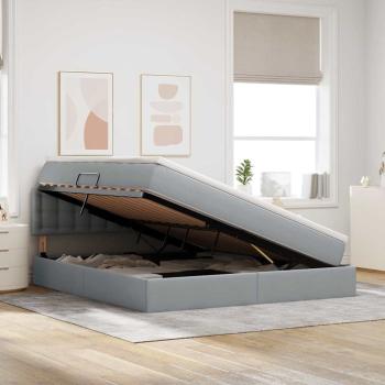 Aufbewahrungsbett mit Matratze Hellgrau 160 x 200 cm