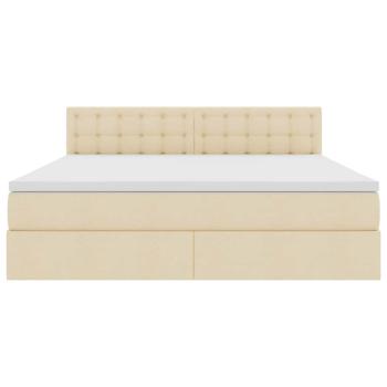 Aufbewahrungsbett mit Matratze Creme 160 x 200 cm Holzwerkstoff