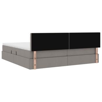 Aufbewahrungsbett mit Matratze Taupe 200 x 200 cm Holzwerkstoff