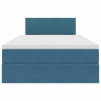 Aufbewahrungsbett mit Matratze Blau 120 x 190 cm Samt