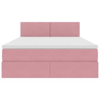 Aufbewahrungsbett mit Matratze Rosa 140 x 200 cm Samt