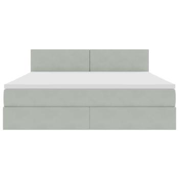 Aufbewahrungsbett mit Matratze Hellgrau 160 x 200 cm Samt