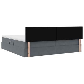 Aufbewahrungsbett mit Matratze Dunkelgrau 200 x 200 cm Samt