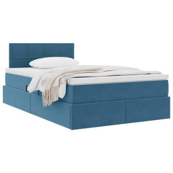 ARDEBO.de - Aufbewahrungsbett mit Matratze Dunkelblau 120 x 200 cm Samt