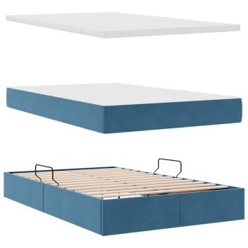 Aufbewahrungsbett mit Matratze Dunkelblau 120 x 200 cm Samt