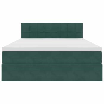 Aufbewahrungsbett mit Matratze Dunkelgrün 140 x 200 cm Samt