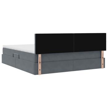 Aufbewahrungsbett mit Matratze Dunkelgrau 180 x 200 cm Samt