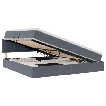 Aufbewahrungsbett mit Matratze Dunkelgrau 200 x 200 cm Samt