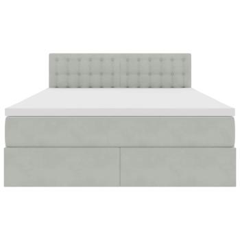 Aufbewahrungsbett mit Matratze Hellgrau 140 x 190 cm Samt