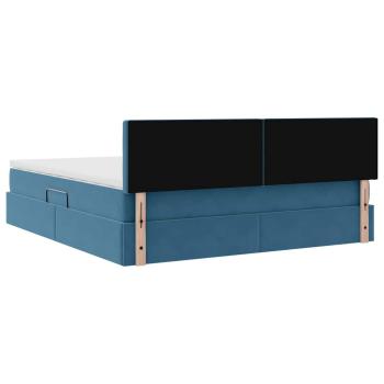Aufbewahrungsbett mit Matratze Dunkelblau 160 x 200 cm Samt