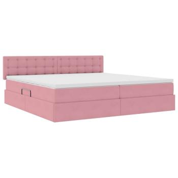 Aufbewahrungsbett mit Kopfteil Rosa 200 x 200 cm Samt