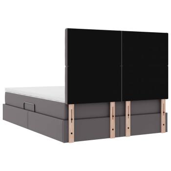 Aufbewahrungsbett mit Matratze Grau 140 x 190 cm Kunstleder