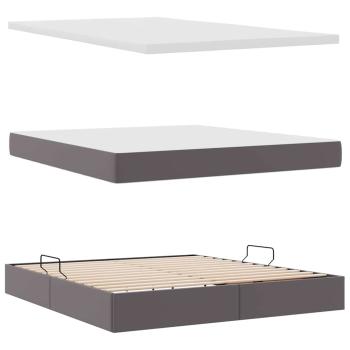 Aufbewahrungsbett mit Matratze Grau 180 x 200 cm Kunstleder