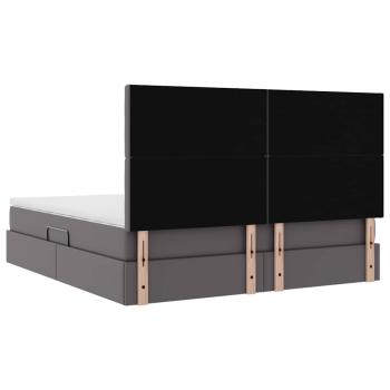 Aufbewahrungsbett mit Matratze Grau 180 x 200 cm Kunstleder