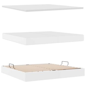 Aufbewahrungsbett mit Matratze Reinweiß 200 x 200 cm Kunstleder