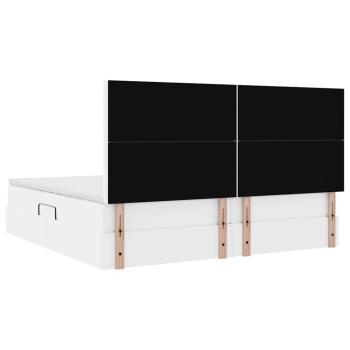 Aufbewahrungsbett mit Matratze Reinweiß 200 x 200 cm Kunstleder