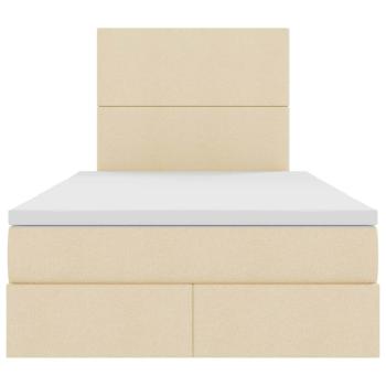 Aufbewahrungsbett mit Matratze Creme 120 x 200 cm Kunstleder