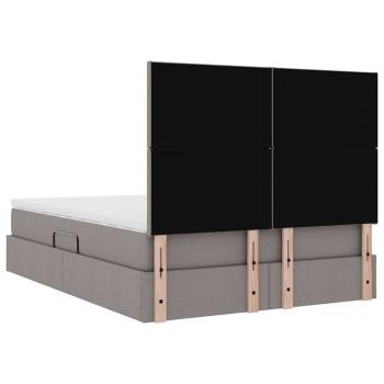 Aufbewahrungsbett mit Matratze Taupe 140 x 190 cm Kunstleder