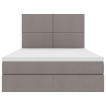 Aufbewahrungsbett mit Matratze Taupe 140 x 190 cm Kunstleder