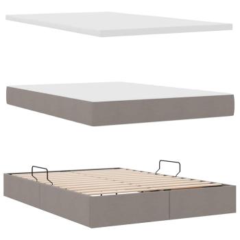 ARDEBO.de - Aufbewahrungsbett mit Matratze Taupe 140 x 200 cm Kunstleder