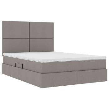 Aufbewahrungsbett mit Matratze Taupe 140 x 200 cm Kunstleder