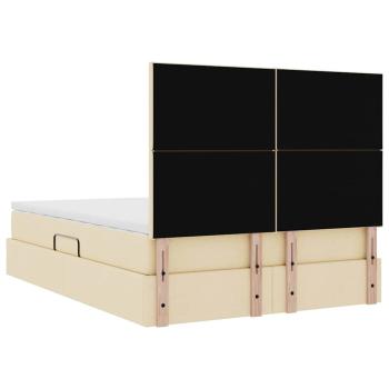 Aufbewahrungsbett mit Matratze Creme 140 x 200 cm Kunstleder