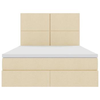 Aufbewahrungsbett mit Matratze Creme 140 x 200 cm Kunstleder