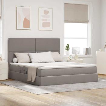 ARDEBO.de - Aufbewahrungsbett mit Matratze Taupe 180 x 200 cm Stoff