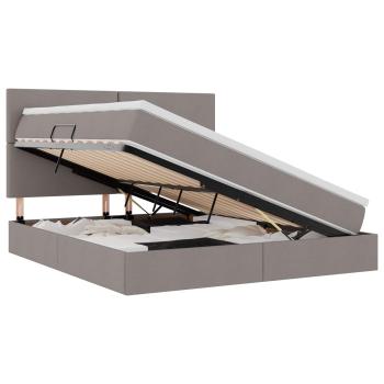 Aufbewahrungsbett mit Matratze Taupe 180 x 200 cm Stoff