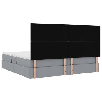 Aufbewahrungsbett mit Matratze Hellgrau 200 x 200 cm Kunstleder