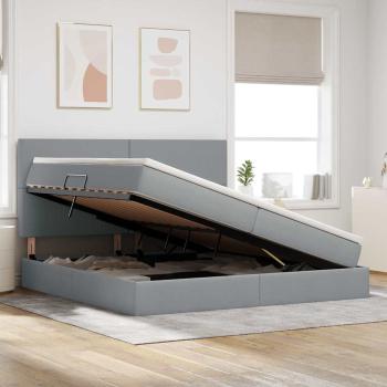 Aufbewahrungsbett mit Matratze Hellgrau 200 x 200 cm Kunstleder