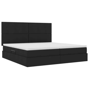 Aufbewahrungsbett mit Matratze Schwarz 200 x 200 cm Stoff
