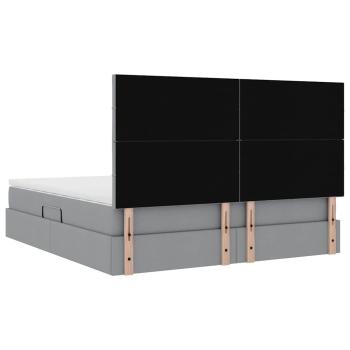 ARDEBO.de - Aufbewahrungsbett mit Matratze Hellgrau 160 x 200 cm Kunstleder