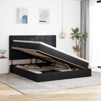 Aufbewahrungsbett mit Matratze Schwarz 180 x 200 cm Kunstleder