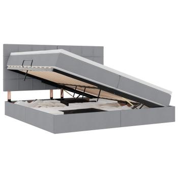 Aufbewahrungsbett mit Matratze Hellgrau 200 x 200 cm Kunstleder