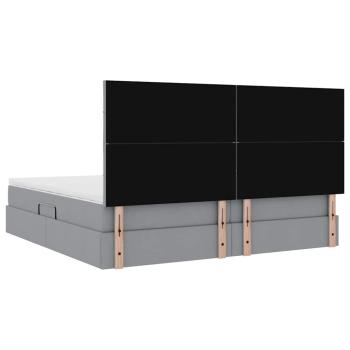 Aufbewahrungsbett mit Matratze Hellgrau 200 x 200 cm Kunstleder