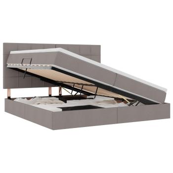 Aufbewahrungsbett mit Matratze Taupe 200 x 200 cm Kunstleder
