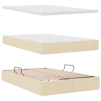 Aufbewahrungsbett mit Matratze Creme 120 x 200 cm Kunstleder