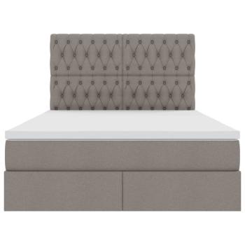 Aufbewahrungsbett mit Matratze Taupe 140 x 190 cm Kunstleder