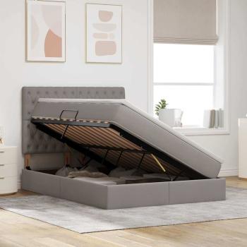 Aufbewahrungsbett mit Matratze Taupe 140 x 200 cm Kunstleder