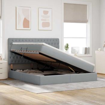 Aufbewahrungsbett mit Matratze Hellgrau 160 x 200 cm Kunstleder