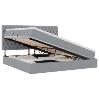 Aufbewahrungsbett mit Matratze Hellgrau 200 x 200 cm Kunstleder