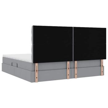 Aufbewahrungsbett mit Matratze Hellgrau 200 x 200 cm Kunstleder