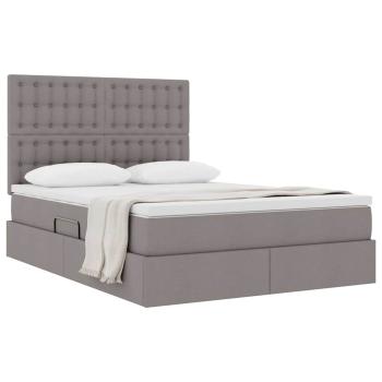 Aufbewahrungsbett mit Matratze Taupe 140 x 200 cm Stoff