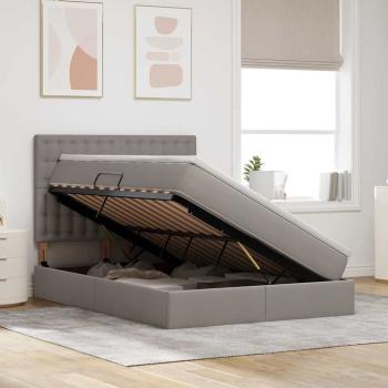 Aufbewahrungsbett mit Matratze Taupe 140 x 200 cm Stoff