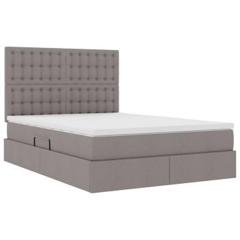 Aufbewahrungsbett mit Matratze Taupe 140 x 200 cm Stoff